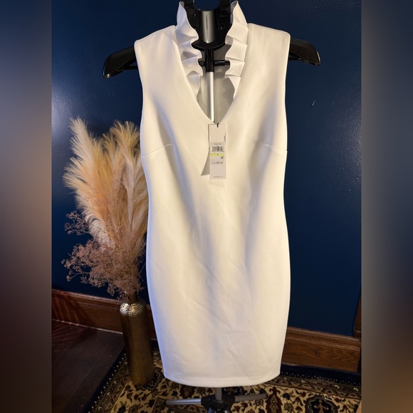 NWT Calvin Klein Elegant White Sleeveless Dress - Picture 1 of 3